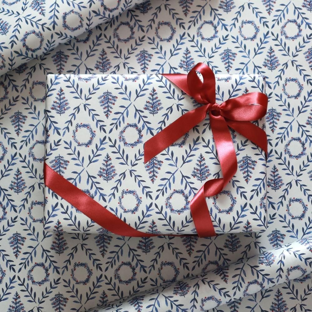 B2サイズ ポーセリンクリスマス柄／包装紙 2枚 - おしゃれな海外包装紙