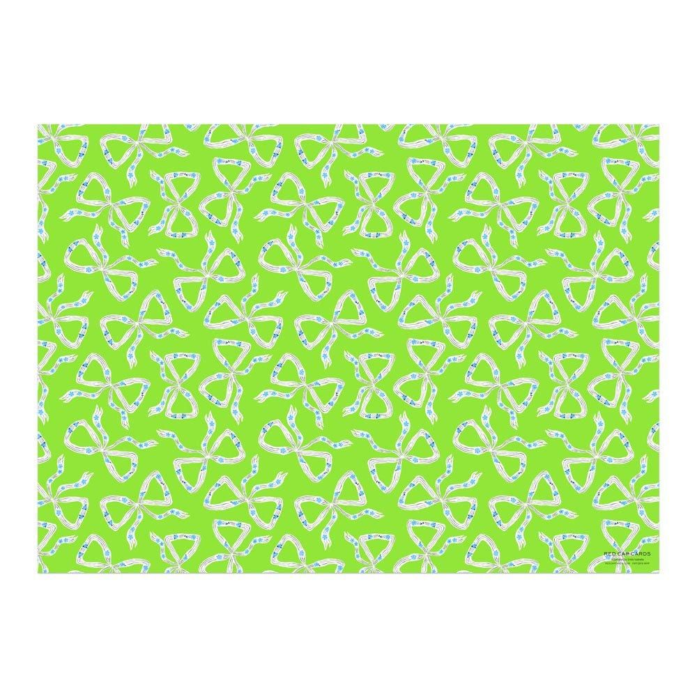 グリーンのフラワーリボン柄 包装紙/ラッピングペーパー - おしゃれな