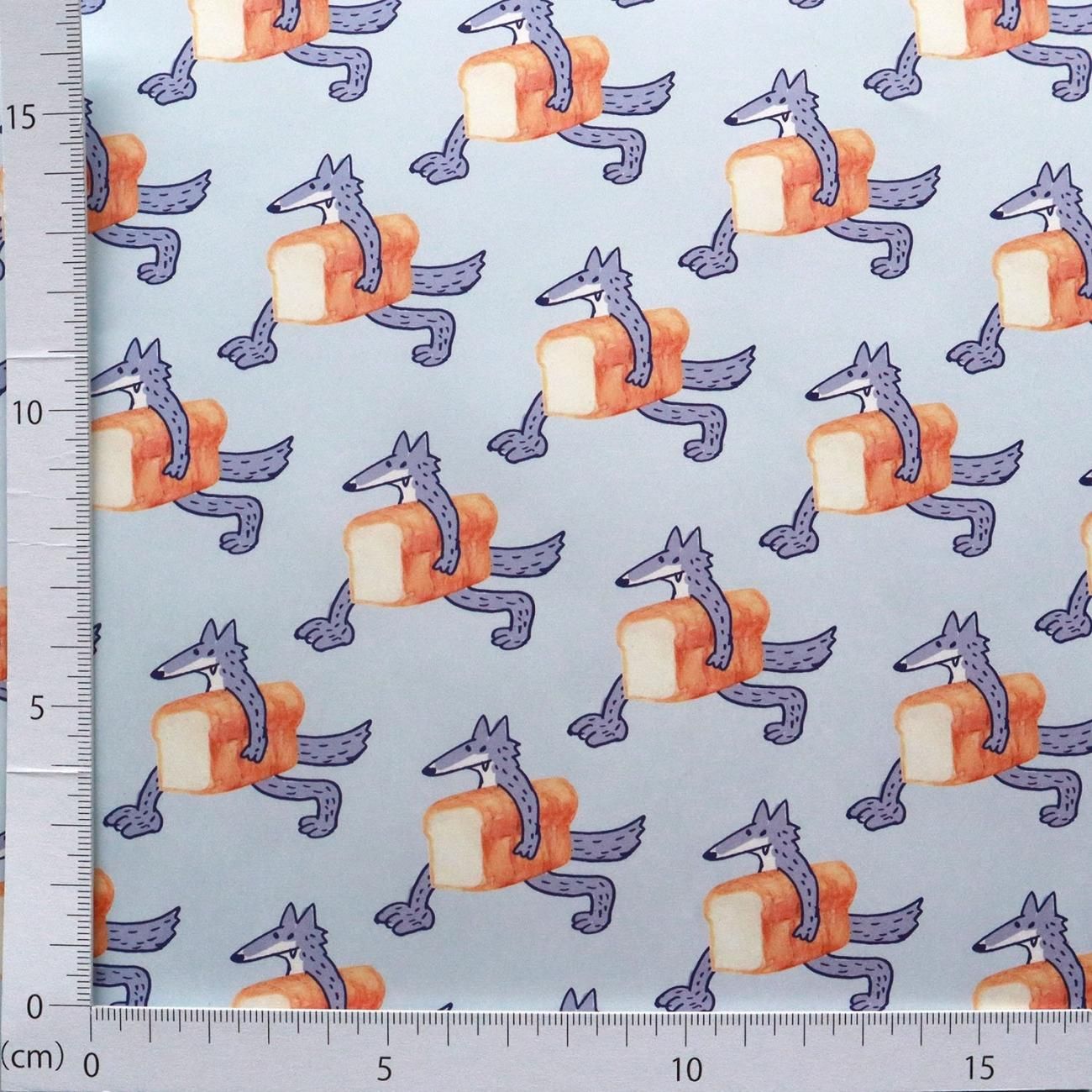 食パン運ぶオオカミ柄 ラッピングペーパー/包装紙 5枚 - おしゃれな