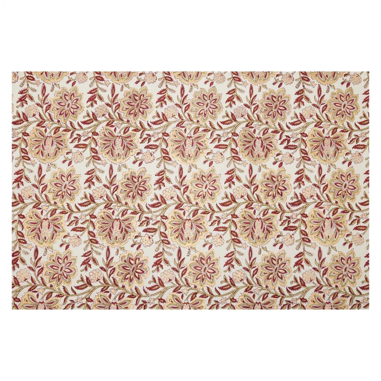 ブロックプリント】インド 金プリント／ダリア柄ペーパー/エンジ/包装