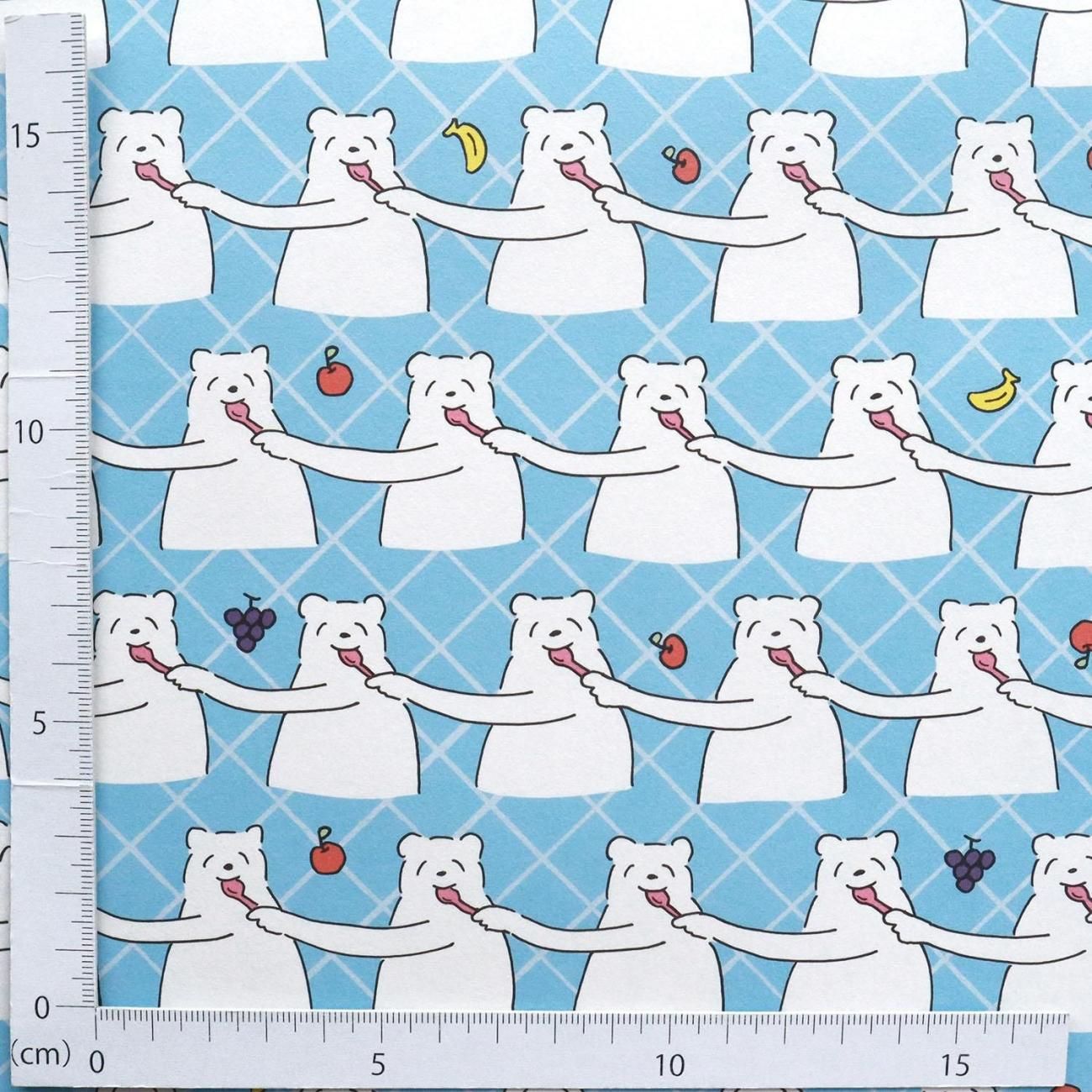 yumyumベアー柄／ブルー ラッピングペーパー/包装紙 5枚 - おしゃれな