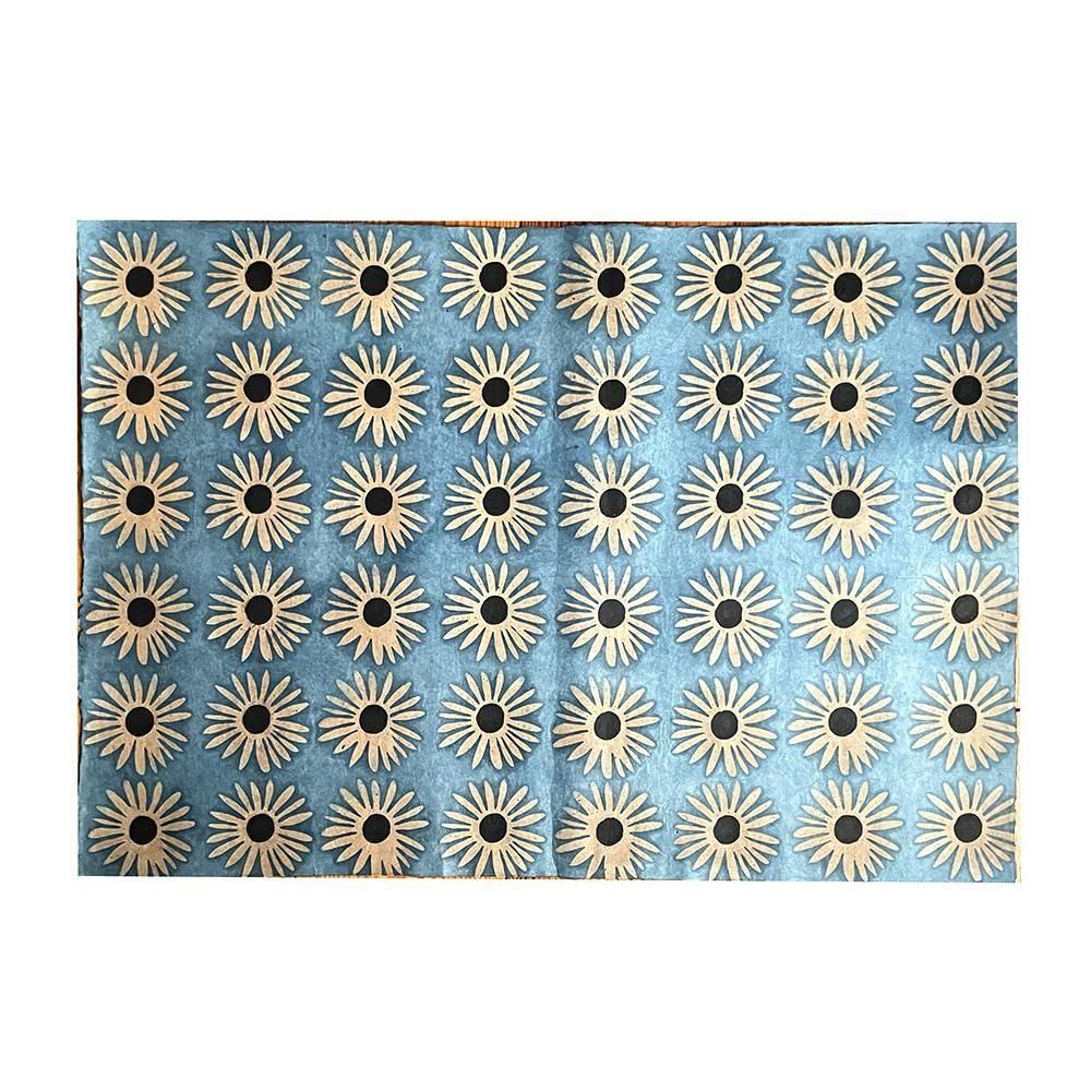 ネパール手漉き紙ろうけつ染Rain Drops柄/ブルー包装紙/ラッピング