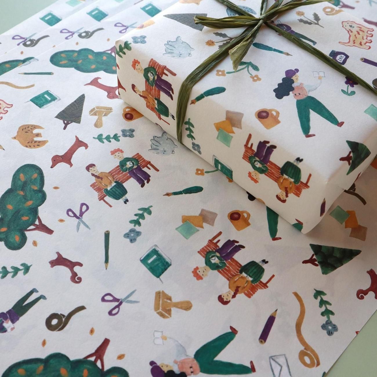 LA town柄ラッピングペーパー/包装紙 5枚 - おしゃれな海外包装紙