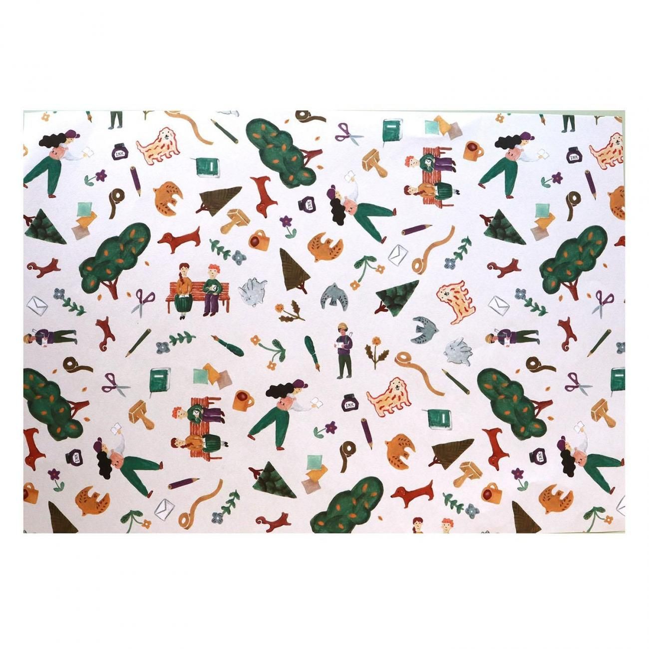 LA town柄ラッピングペーパー/包装紙 5枚 - おしゃれな海外包装紙