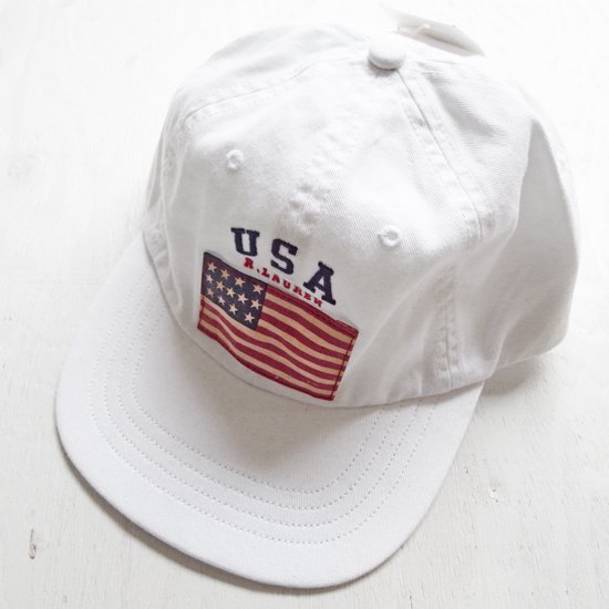 【RALPH LAUREN】 AMERICAN FLAG CAP - WHITE　ラルフローレン アメリカンフラッグキャップ ホワイト -  NY直輸入の日本未発売のアイテムをセレクトするブティック　pieces boutique(ピーシーズ・ブティック)