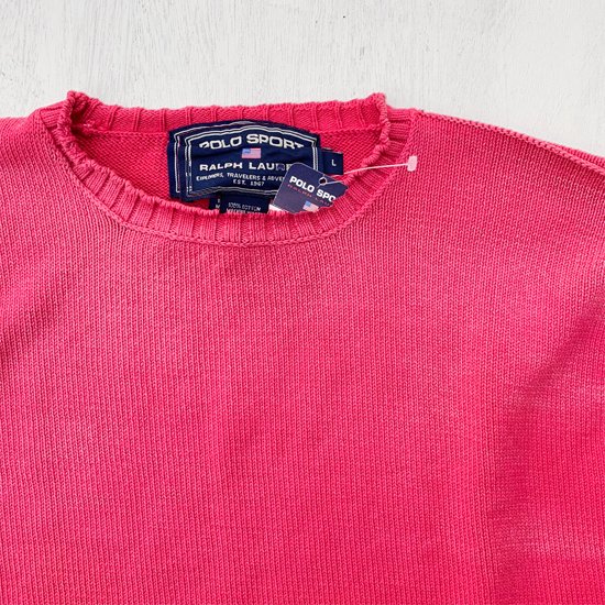 【POLO SPORT】90s OCEAN WASH COTTON KNIT SWEATER 