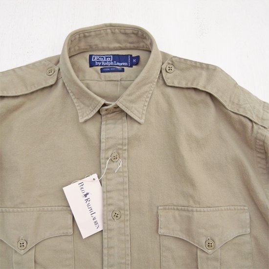 【RALPH LAUREN】EARLY 90s DEADSTOCK L/S TWILL COTTON SAFARI SHIRTS  1992～1994 - NY直輸入の日本未発売のアイテムをセレクトするブティック　pieces boutique(ピーシーズ・ブティック) 　