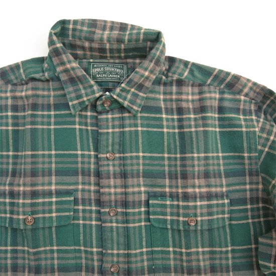 【POLO COUNTRY】EARLY 90S OG L/S CHECK FLANNEL WORK SHIRTS 