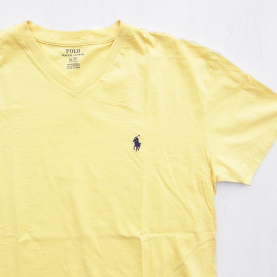 RALPH LAUREN】 1P PONY V-NECK T-SHIRTS - YELLOW ラルフローレン