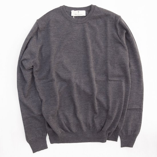 Rosso Fiorentino】 WOOL CREW NECK SWEATER - CHARCOAL ロッソ