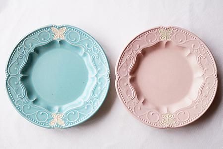 【SALE】 よ2 蝶々のクラシカルプレート - 益子焼の小さな窯元「よしざわ 食器・サービングウェア