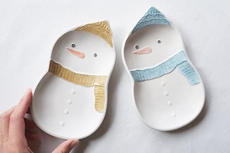 雪だるまさま専用ページ♡27日迄☆他の方購入不可 よ8 雪だるまのお皿 - 益子焼の小さな窯元「よしざわ窯」- 生活陶器