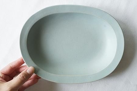 カレー皿 27cm オーバル エッジライン 陶器 （ 食洗機対応 電子