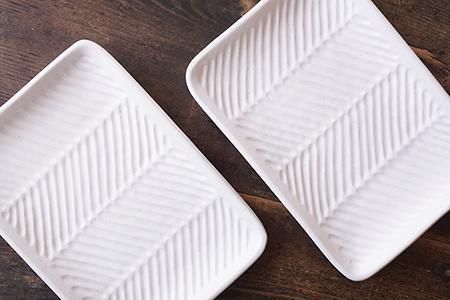冬の感謝セール メ34 ホワイト 益子焼の小さな窯元「よしざわ - 大 線刻長方皿 食器