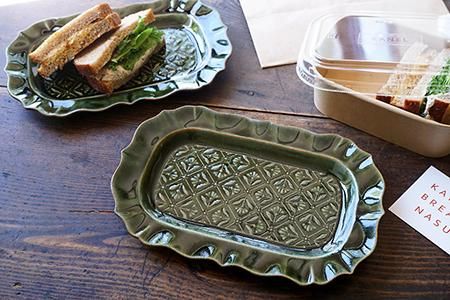 サクラ草です。新品美濃焼　コバルトリム長皿　焼き物皿ペア2枚セット他 fit=scale-down,w=1200