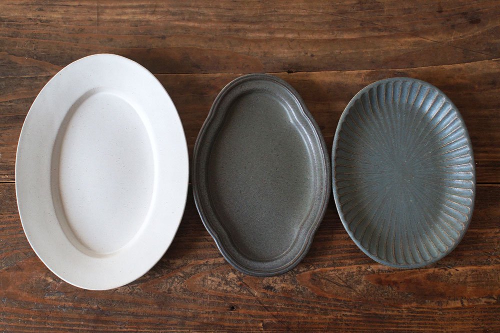 楕円皿セット - 益子焼の小さな窯元「よしざわ窯」- 生活陶器 