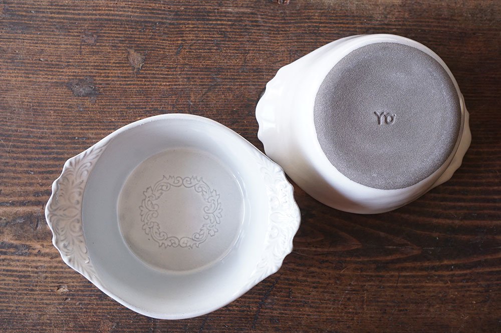 オ１４ ホワイトグレー シルバーモチーフ スープボウル - 益子焼の小さな窯元「よしざわ窯」- 生活陶器「onthetable」