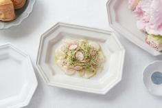 ヨ４０　ホワイト 隅切洋皿 大