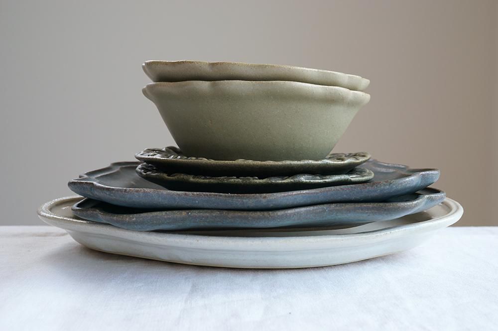 よしざわ釜 ガーランドセット パーティー取り皿平皿セット益子焼 ツ