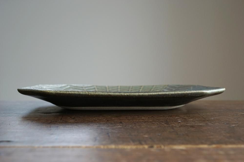 【新品未使用】よしざわ窯 長方形皿 ア29 ホワイト 線刻長方皿 中 - 益子焼の小さな窯元「よしざわ