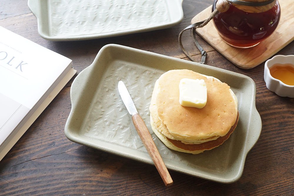 セ２１　　オリーブグリーン 森のサンドイッチ皿 - 益子焼の小さな窯元「よしざわ窯」- 生活陶器「onthetable」