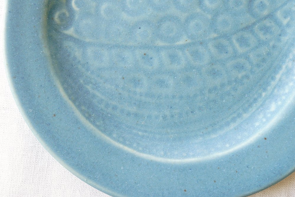 ナ１８ ブルーグレー 鳥皿 - 益子焼の小さな窯元「よしざわ窯」- 生活