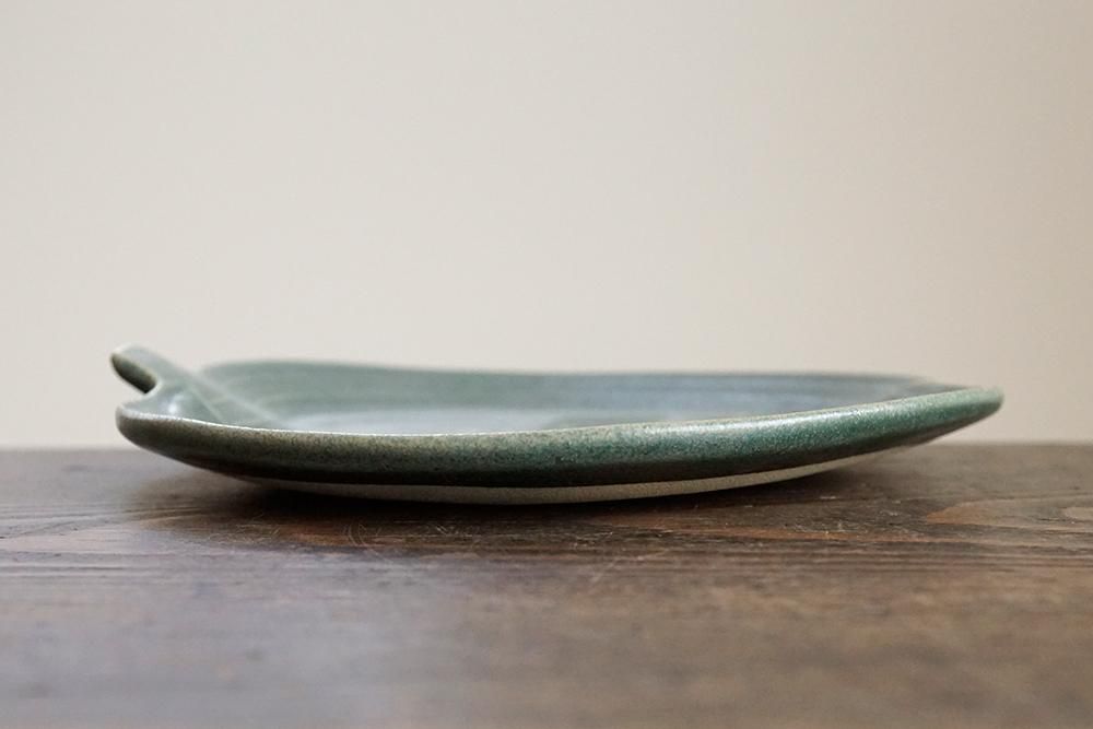 ケ13 銅緑釉 パッチワークのりんご皿 中 - 益子焼の小さな窯元