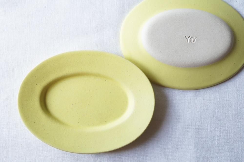 チ8 シトロン 楕円太リム小皿 - 益子焼の小さな窯元「よしざわ