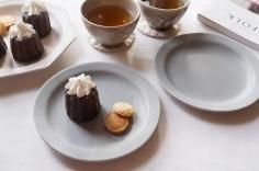 ユ２５　　グレー ラウンドリムプレート ６寸ケーキ皿