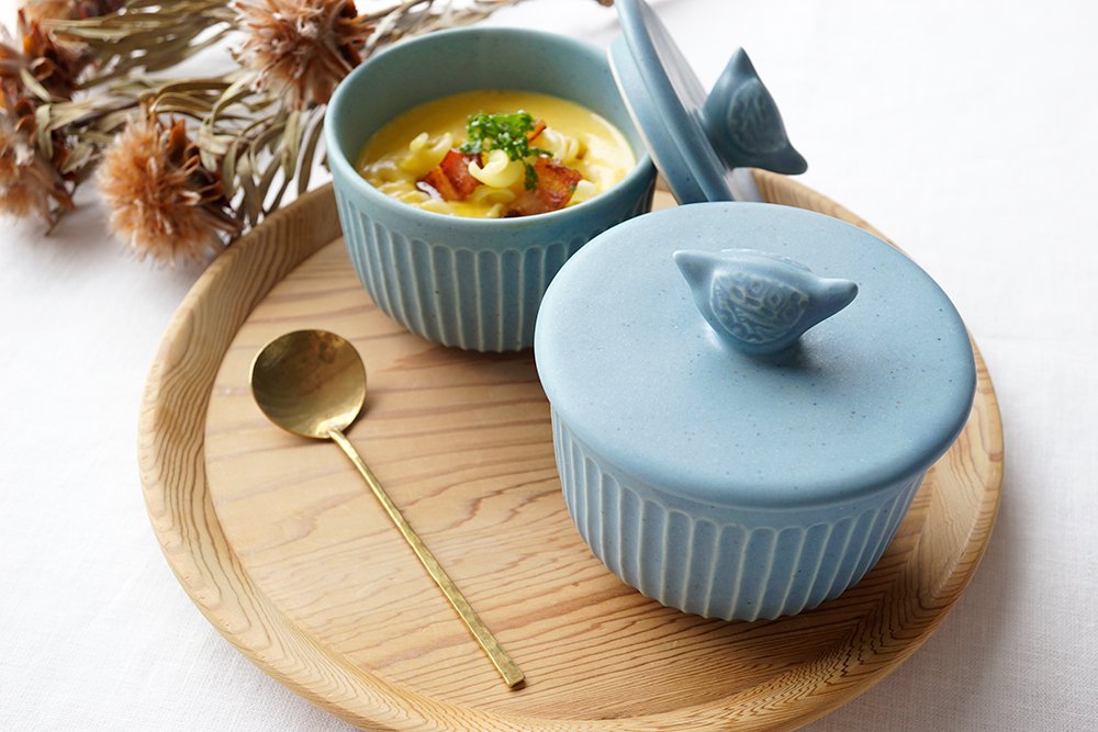 フ１２ 蒸しカップ 鳥 - 益子焼の小さな窯元「よしざわ窯」- 生活陶器