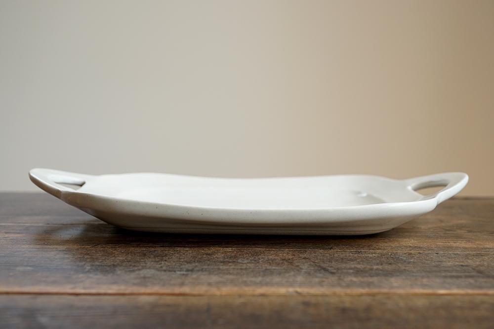 ホ22 白い手付きトレイ 中 - 益子焼の小さな窯元「よしざわ窯