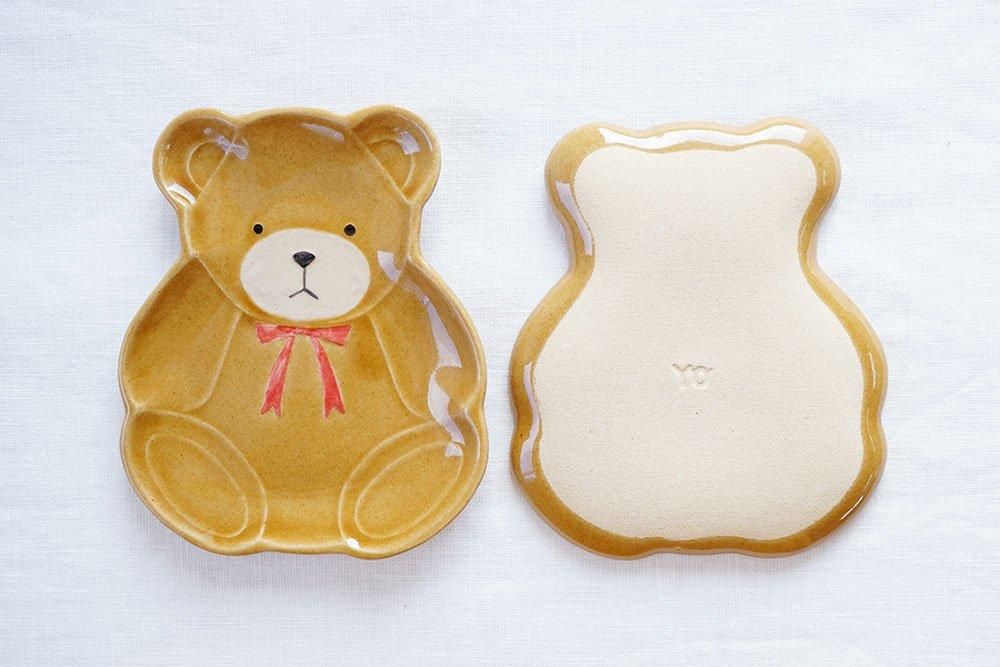 ホ22 小さなテディベアのお皿 - 益子焼の小さな窯元「よしざわ ホ22 小さなテディベアのお皿 - 益子焼の小さな窯元「よしざわ