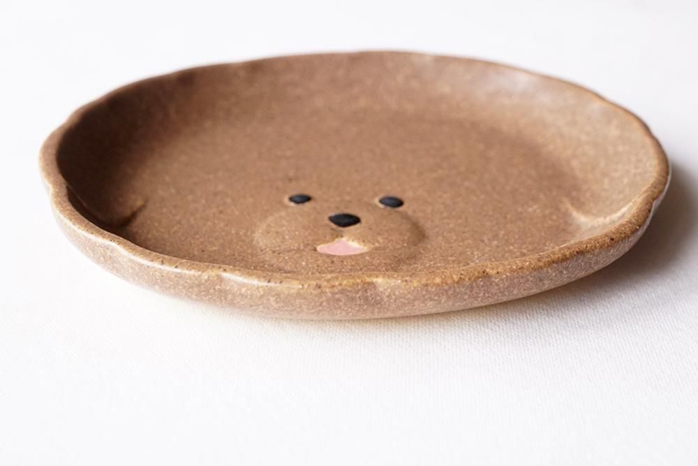 よしざわ窯★まとめ売り5点*いちご,こぐま,トイプードル,ドレープボウル,プラム イ29 クラウドグレー トイプードルの小皿 - 益子焼の小さな