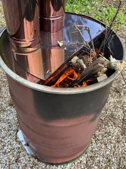 ナチュラルフルーツ ドラム缶 一斗缶 焼却炉セット 茶色の蓋付き ナチュラルフルーツ様専用 ドラム缶 一斗缶 焼却炉セット 茶色の