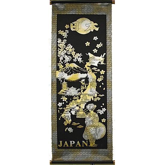 日本のお土産】 金箔掛け軸 中サイズ(高さ約84cm) 地図/舞妓