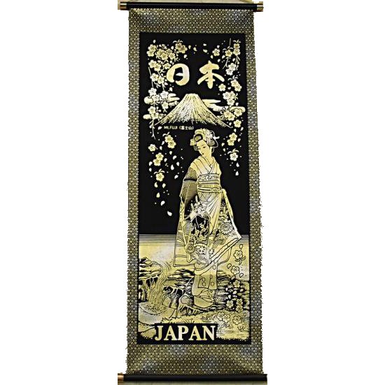 【日本のお土産】 金箔掛け軸 中サイズ(高さ約84cm) 富士姫