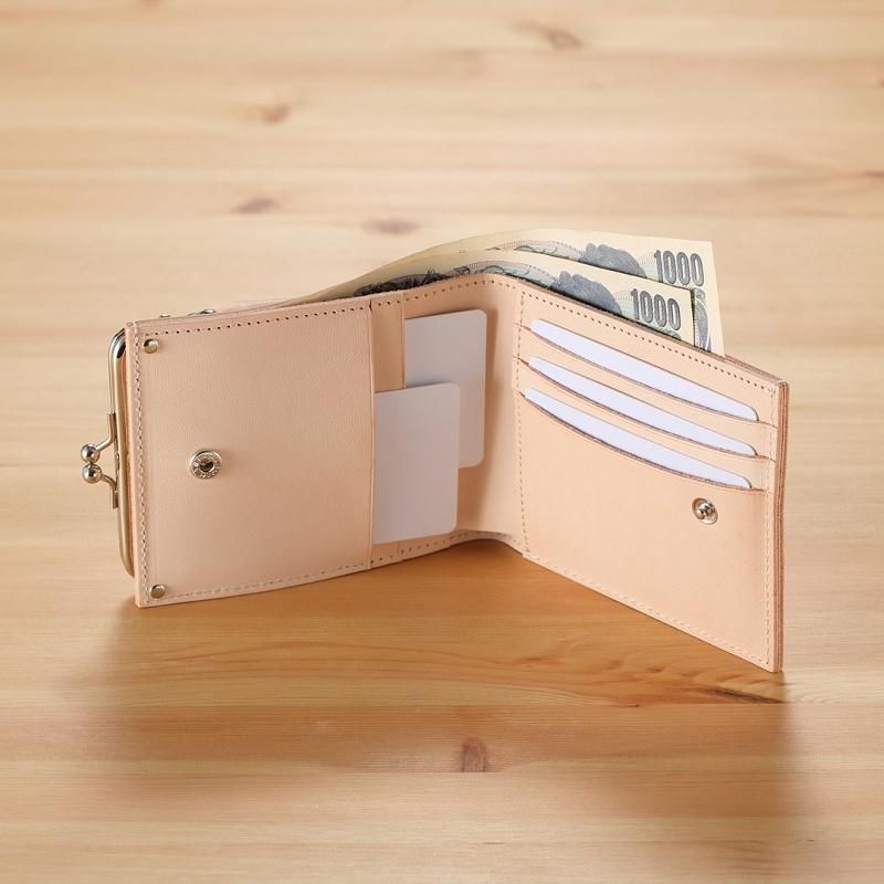 Joli 小さな外がま口の二つ折り財布　ブラウン 外がま口の二つ折財布2 ブラウン - JOLI ALL LEATHER ITEMS