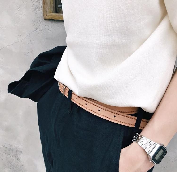 ステッチ模様の細ベルト ナチュラル Joli All Leather Items オンラインショップ ステッチ模様の細ベルト ナチュラル Joli All Leather Items オンラインショップ