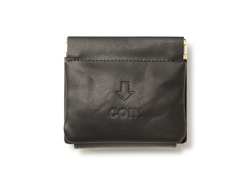 外コインケースの三つ折財布 ブラック - JOLI ALL LEATHER ITEMS