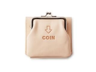 外がま口の三つ折財布 ナチュラル - JOLI ALL LEATHER ITEMS