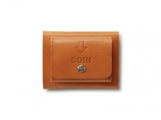 外コインケースのコンパクト三つ折り財布 ブラウン
