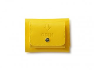 外コインケースのコンパクト三つ折り財布 イエロー - JOLI ALL LEATHER ITEMS オンラインショップ