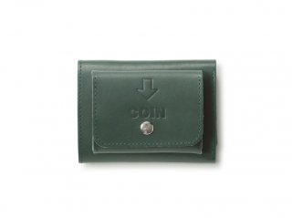 外コインケースのコンパクト三つ折り財布 グリーン
