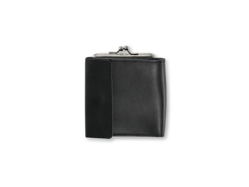 小さな外がま口の二つ折り財布 ブラック - JOLI ALL LEATHER 小さな外がま口の二つ折り財布 ブラック - JOLI ALL LEATHER