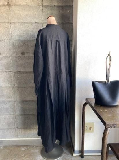 moa maman／比翼タックワンピース【125㎝丈】リネンblack