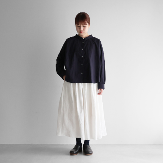 HUISリネンナチュラルスカート HUIS./遠州織物シャトルリネンロングスカート(白)U402