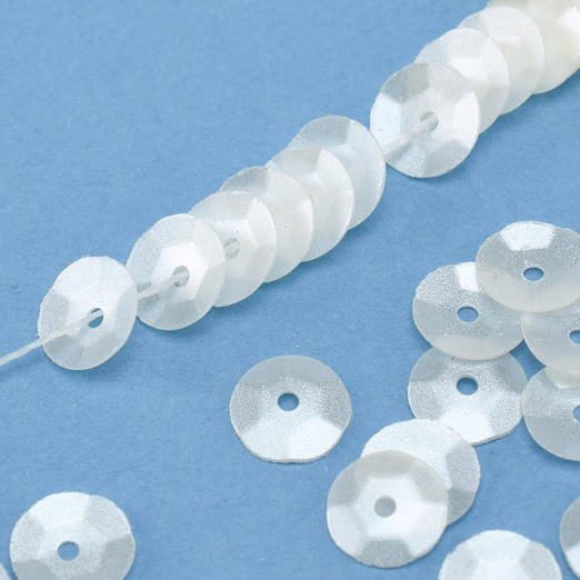 糸通しスパンコール】5mm亀甲 ペールホワイト【約1000枚