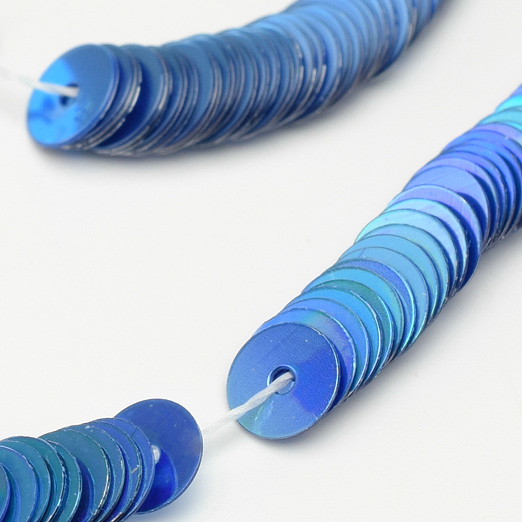 糸通しスパンコール】4mm平 メタリックオーロラブルー【約1000枚