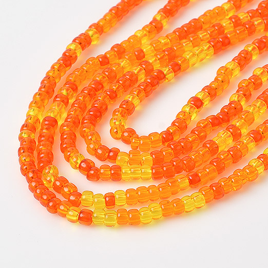 広島ビーズ】丸小 オレンジ Mix【約1m入り】 - オートクチュール刺繍の