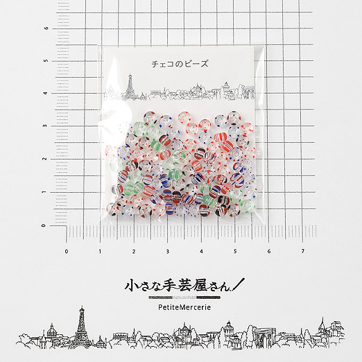 ストライプビーズ】6/0（特大）ミックス クリスタルxカラー【チェコ製